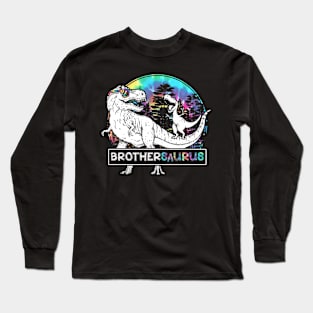 Brother Saurus Funny Dino Tie Dye Bandana Father's Day Long Sleeve T-Shirt